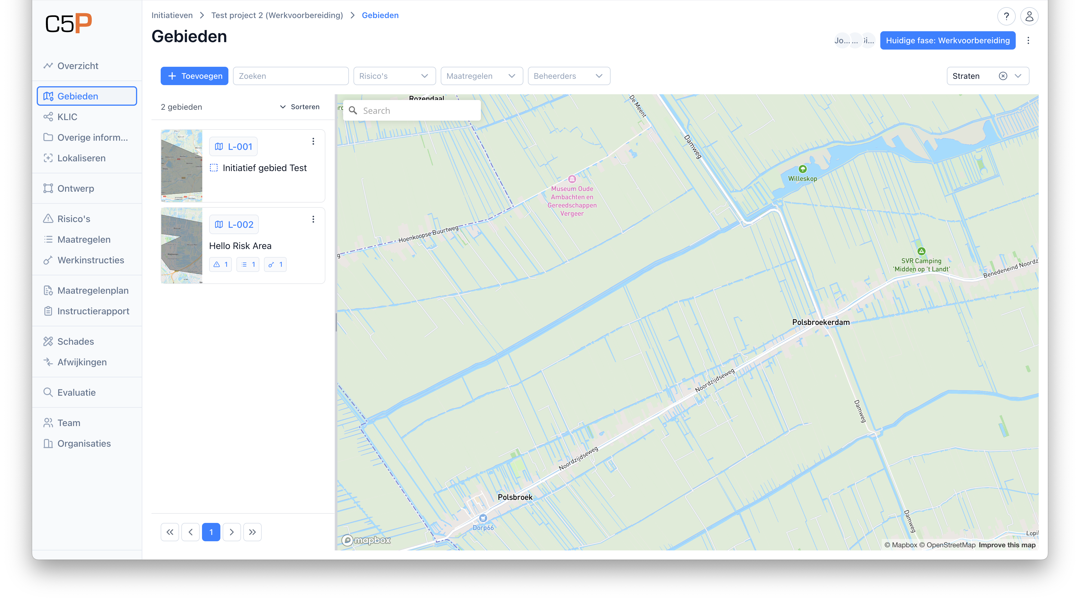 Gebieden beheer overzicht