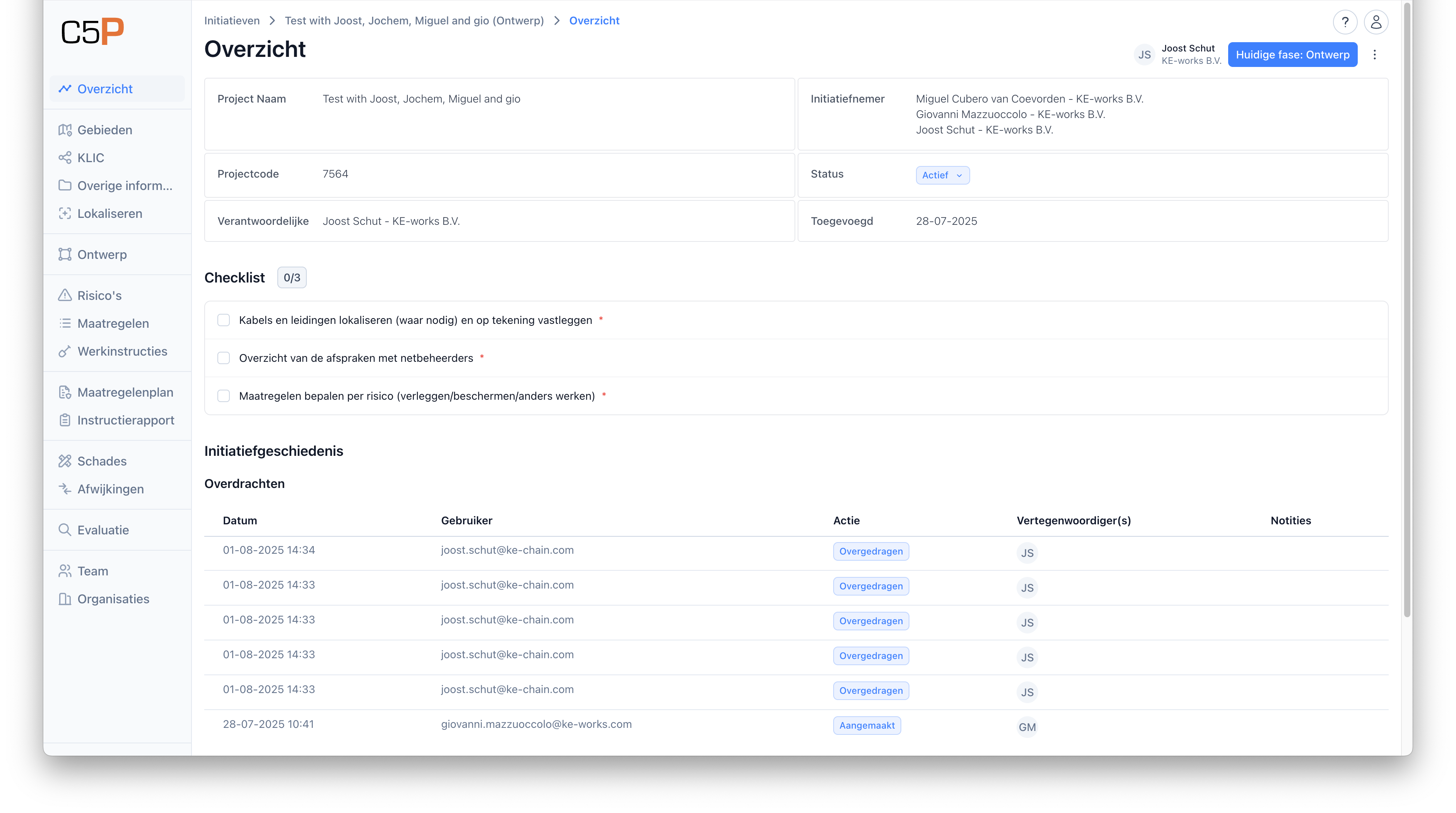 Initiatief navigatie menu